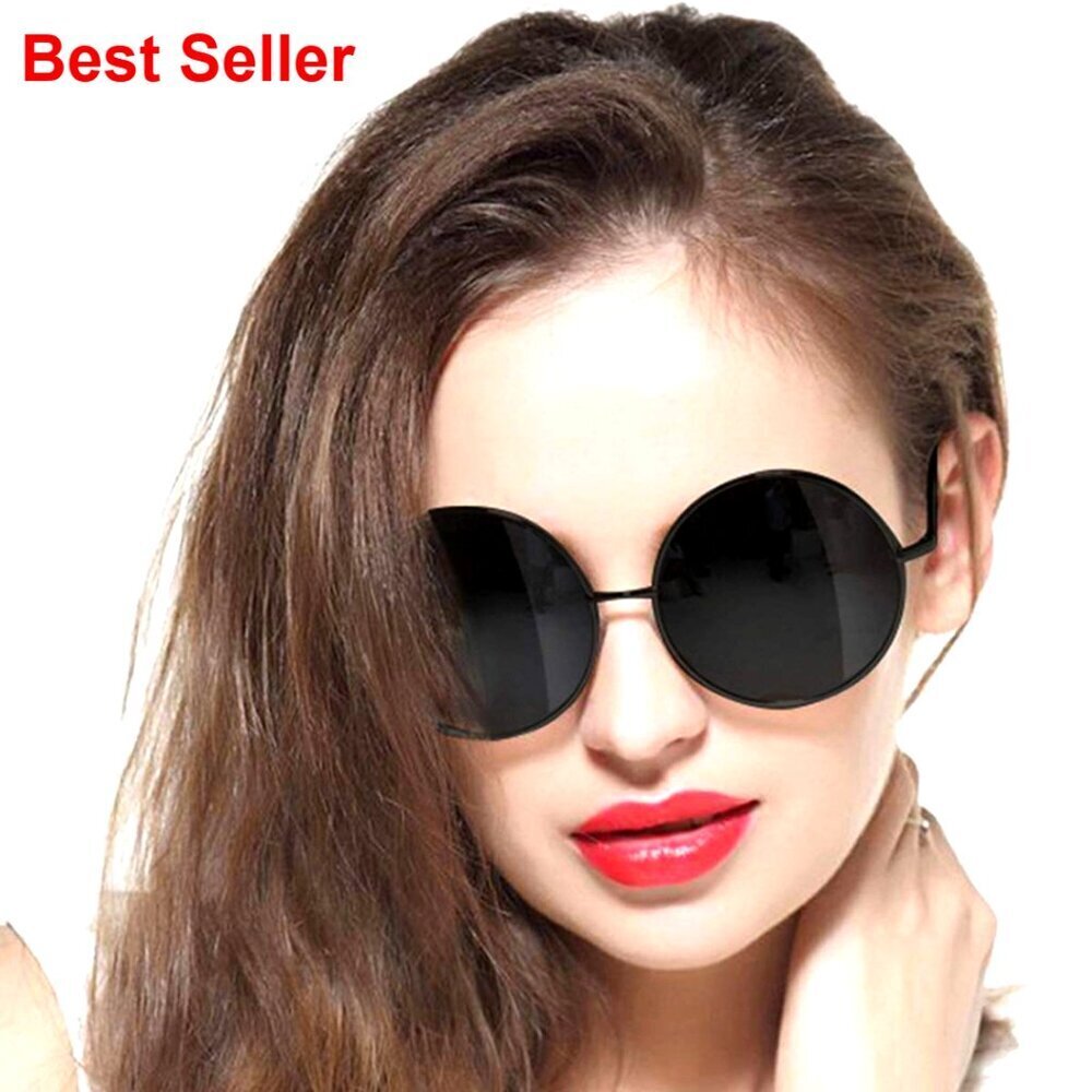 Oversized Round Polarized Sunglasses Metal Frame Unisex Classic Style